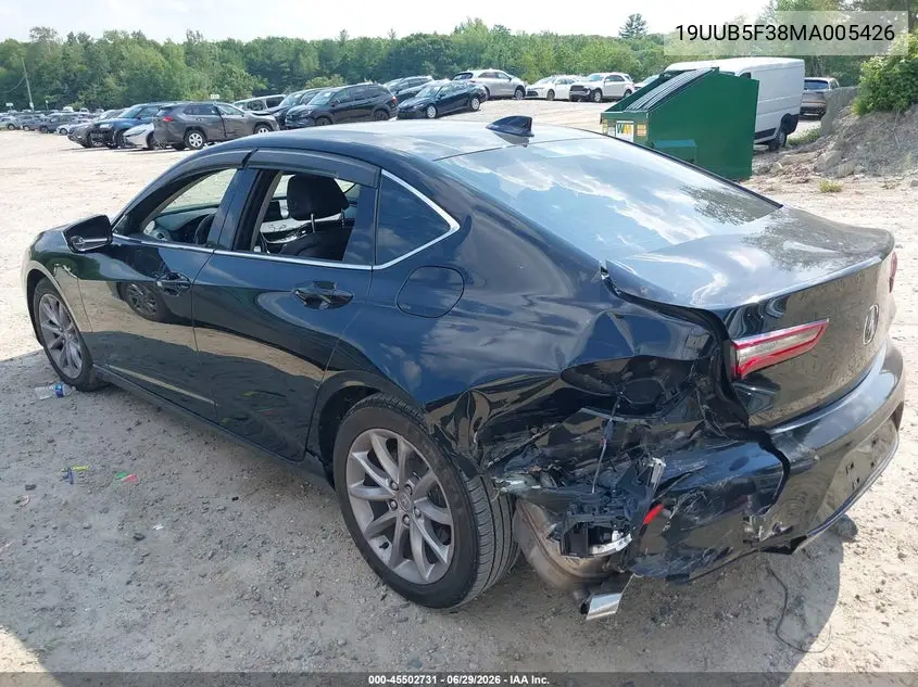 2021 Acura Tlx Standard VIN: 19UUB5F38MA005426 Lot: 45502731