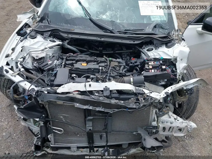 2021 Acura Tlx Standard VIN: 19UUB5F36MA002363 Lot: 45562703