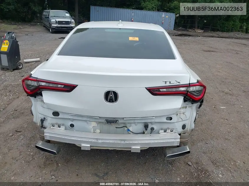 2021 Acura Tlx Standard VIN: 19UUB5F36MA002363 Lot: 45562703