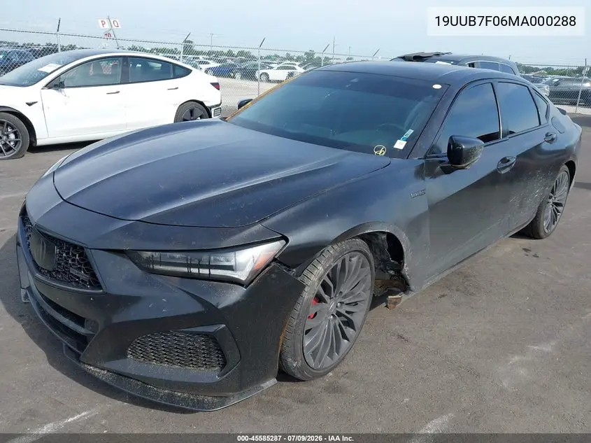 2021 Acura Tlx Type S VIN: 19UUB7F06MA000288 Lot: 45585287