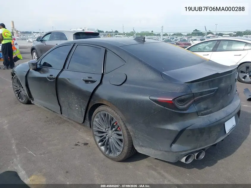 2021 Acura Tlx Type S VIN: 19UUB7F06MA000288 Lot: 45585287