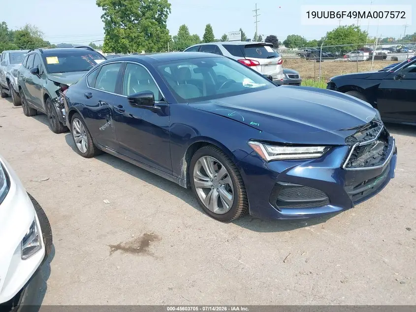 2021 Acura Tlx Technology Package VIN: 19UUB6F49MA007572 Lot: 45603705