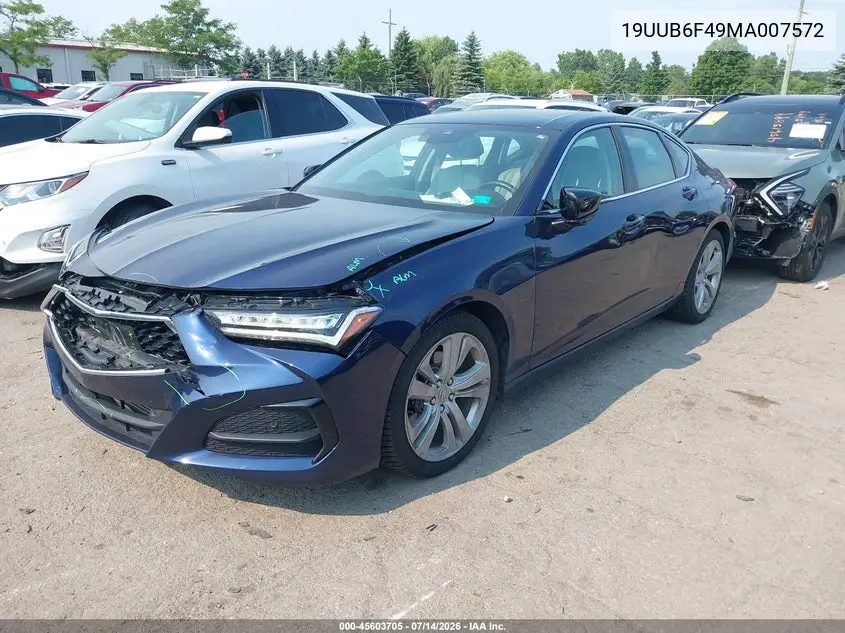 2021 Acura Tlx Technology Package VIN: 19UUB6F49MA007572 Lot: 45603705