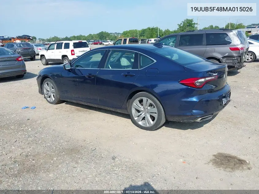 2021 Acura Tlx Technology Package VIN: 19UUB5F48MA015026 Lot: 45613871