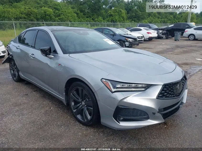 2021 Acura Tlx A-Spec Package VIN: 19UUB5F53MA012429 Lot: 45632157