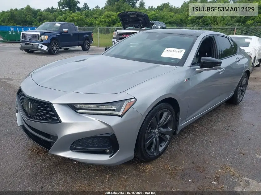 2021 Acura Tlx A-Spec Package VIN: 19UUB5F53MA012429 Lot: 45632157