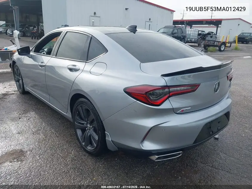 2021 Acura Tlx A-Spec Package VIN: 19UUB5F53MA012429 Lot: 45632157