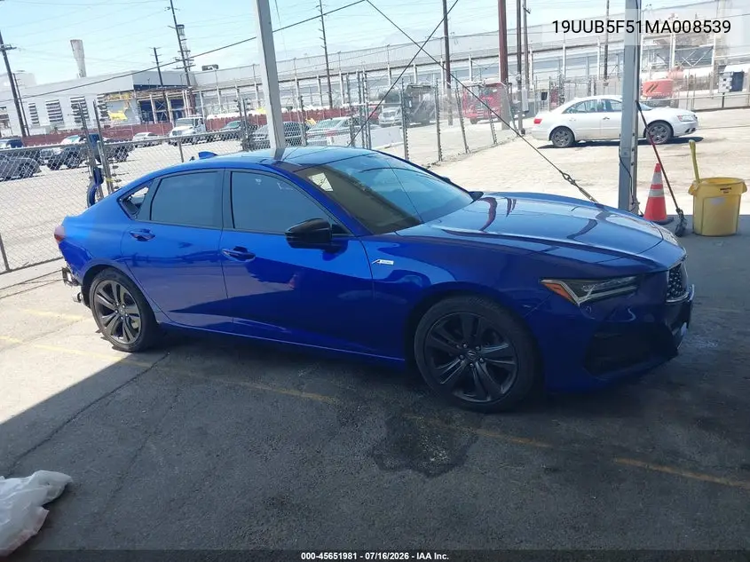 2021 Acura Tlx A-Spec Package VIN: 19UUB5F51MA008539 Lot: 45651981