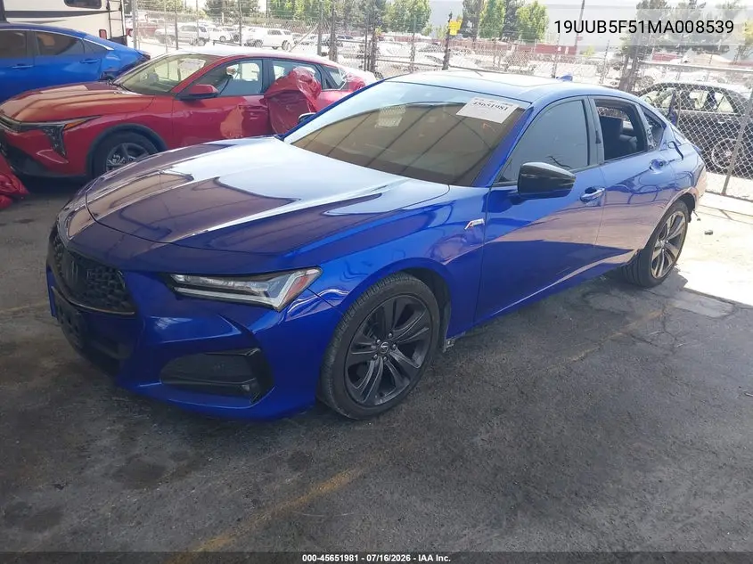2021 Acura Tlx A-Spec Package VIN: 19UUB5F51MA008539 Lot: 45651981