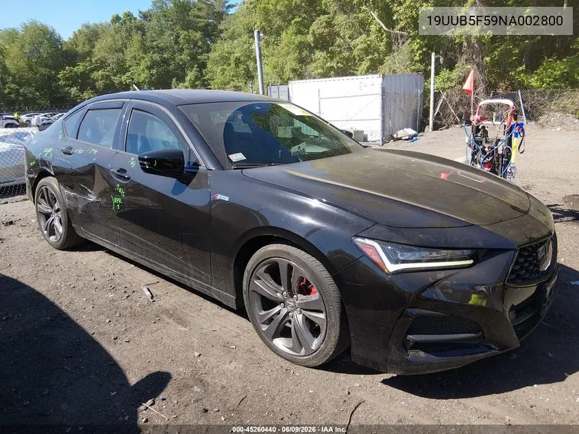 2022 Acura Tlx A-Spec Package VIN: 19UUB5F59NA002800 Lot: 45260440