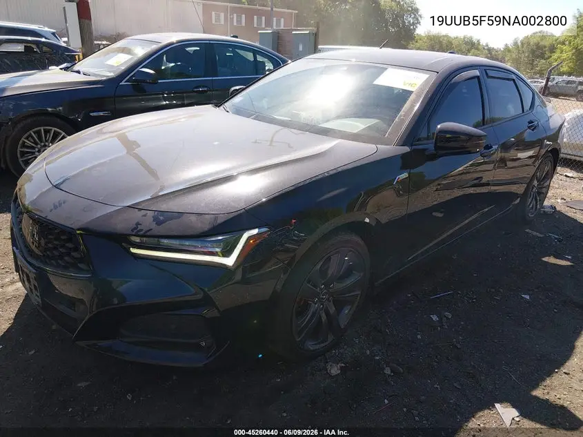 2022 Acura Tlx A-Spec Package VIN: 19UUB5F59NA002800 Lot: 45260440