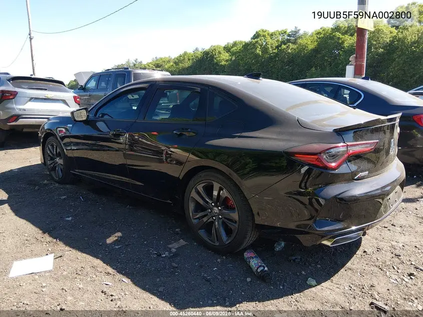 2022 Acura Tlx A-Spec Package VIN: 19UUB5F59NA002800 Lot: 45260440