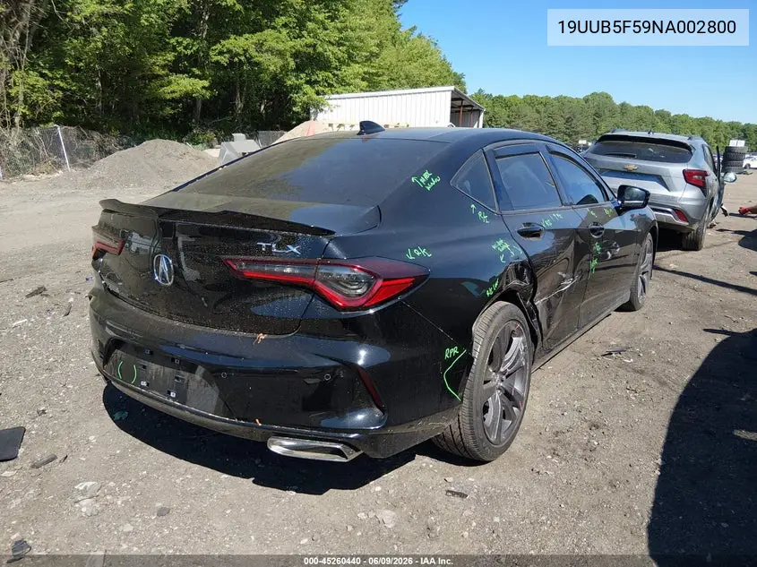 2022 Acura Tlx A-Spec Package VIN: 19UUB5F59NA002800 Lot: 45260440