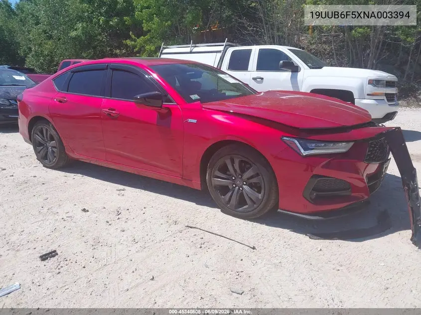 2022 Acura Tlx A-Spec Package VIN: 19UUB6F5XNA003394 Lot: 45340806