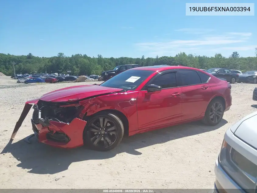 2022 Acura Tlx A-Spec Package VIN: 19UUB6F5XNA003394 Lot: 45340806