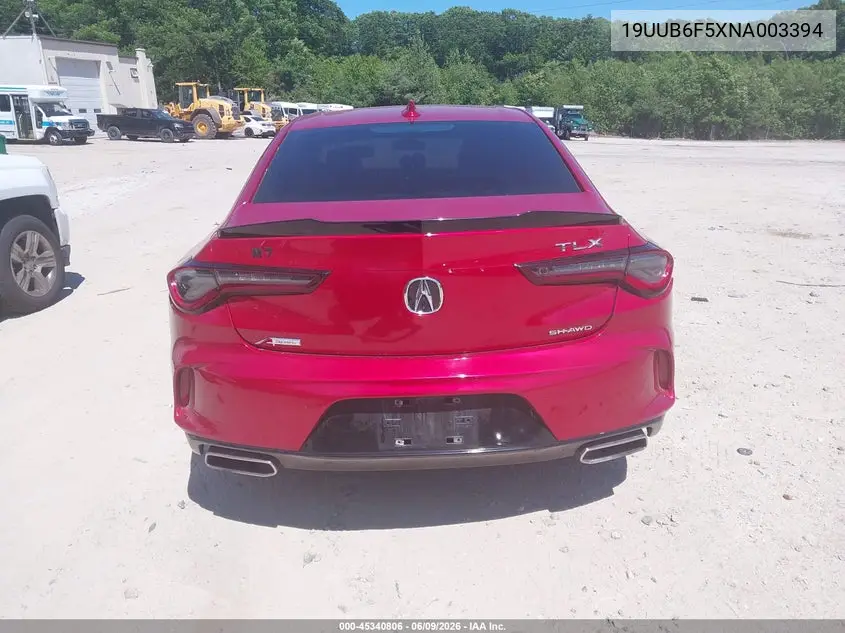 2022 Acura Tlx A-Spec Package VIN: 19UUB6F5XNA003394 Lot: 45340806