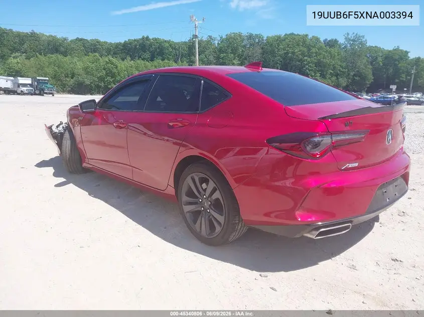 2022 Acura Tlx A-Spec Package VIN: 19UUB6F5XNA003394 Lot: 45340806