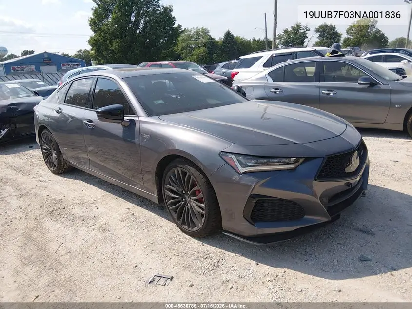 2022 Acura Tlx Type S VIN: 19UUB7F03NA001836 Lot: 45636786