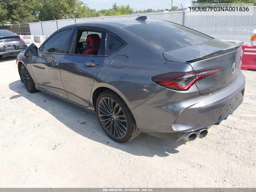 2022 Acura Tlx Type S VIN: 19UUB7F03NA001836 Lot: 45636786