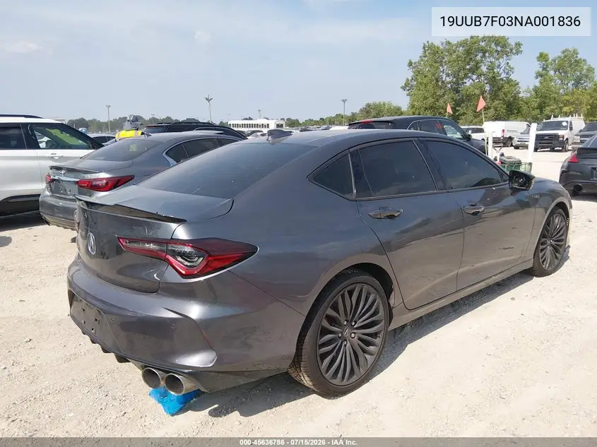 2022 Acura Tlx Type S VIN: 19UUB7F03NA001836 Lot: 45636786