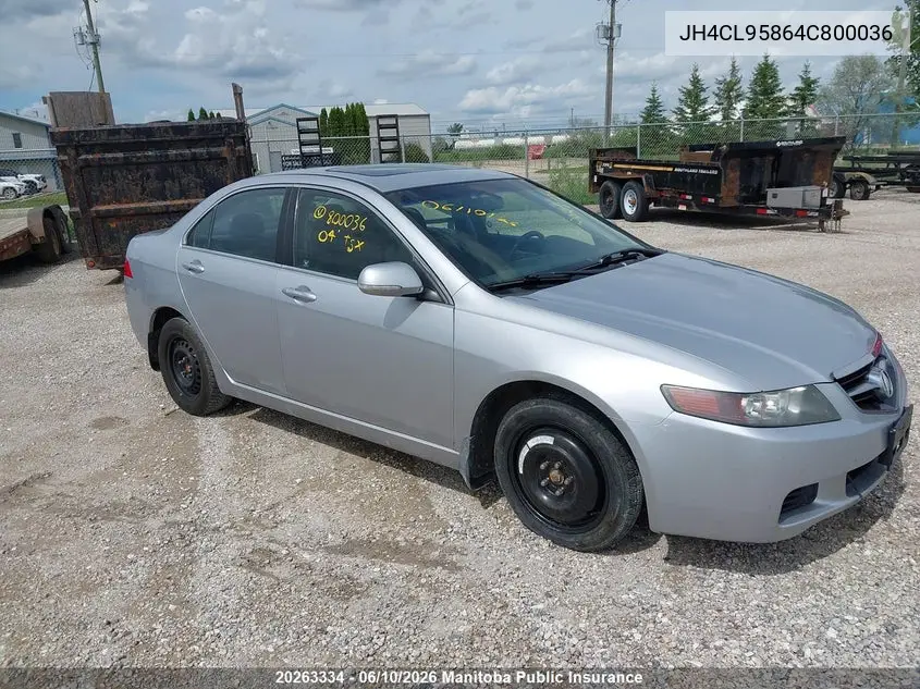 2004 Acura Tsx VIN: JH4CL95864C800036 Lot: 20263334