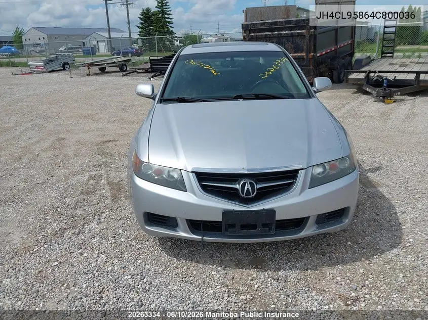 2004 Acura Tsx VIN: JH4CL95864C800036 Lot: 20263334
