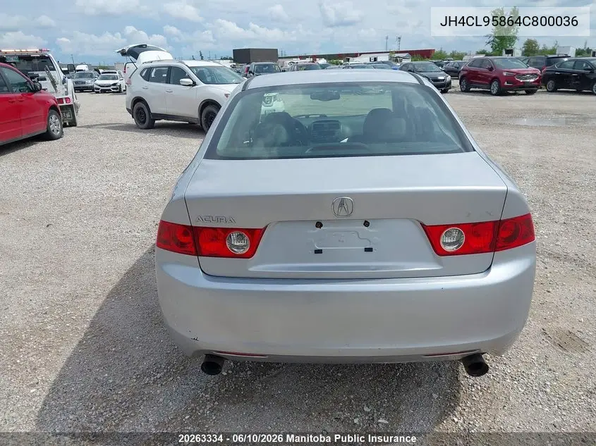 2004 Acura Tsx VIN: JH4CL95864C800036 Lot: 20263334