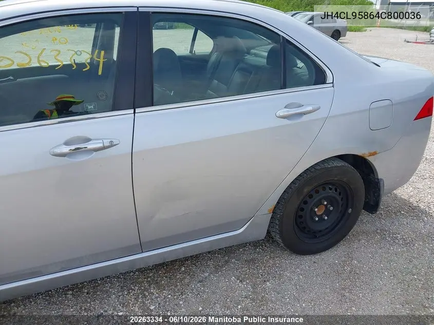 2004 Acura Tsx VIN: JH4CL95864C800036 Lot: 20263334