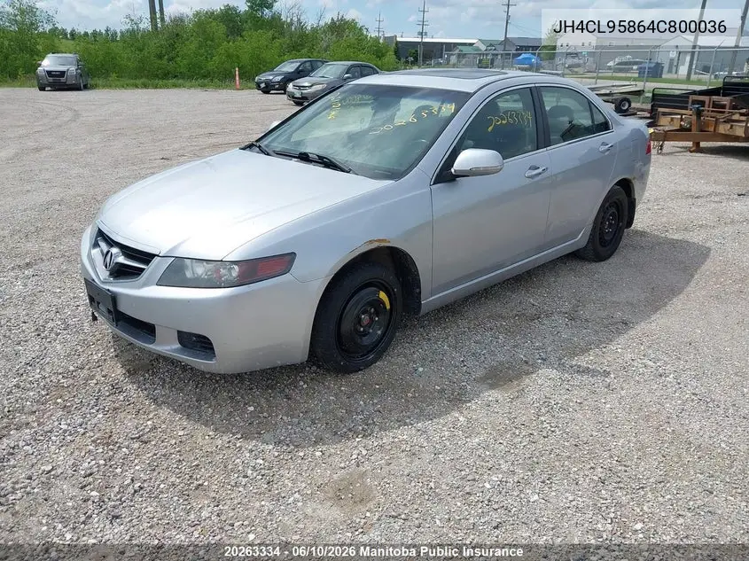 2004 Acura Tsx VIN: JH4CL95864C800036 Lot: 20263334