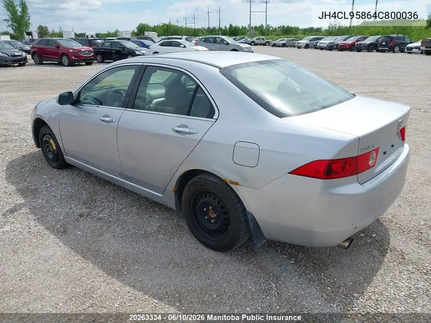 2004 Acura Tsx VIN: JH4CL95864C800036 Lot: 20263334