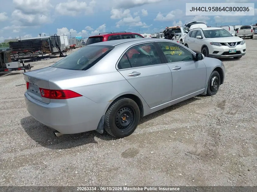 2004 Acura Tsx VIN: JH4CL95864C800036 Lot: 20263334