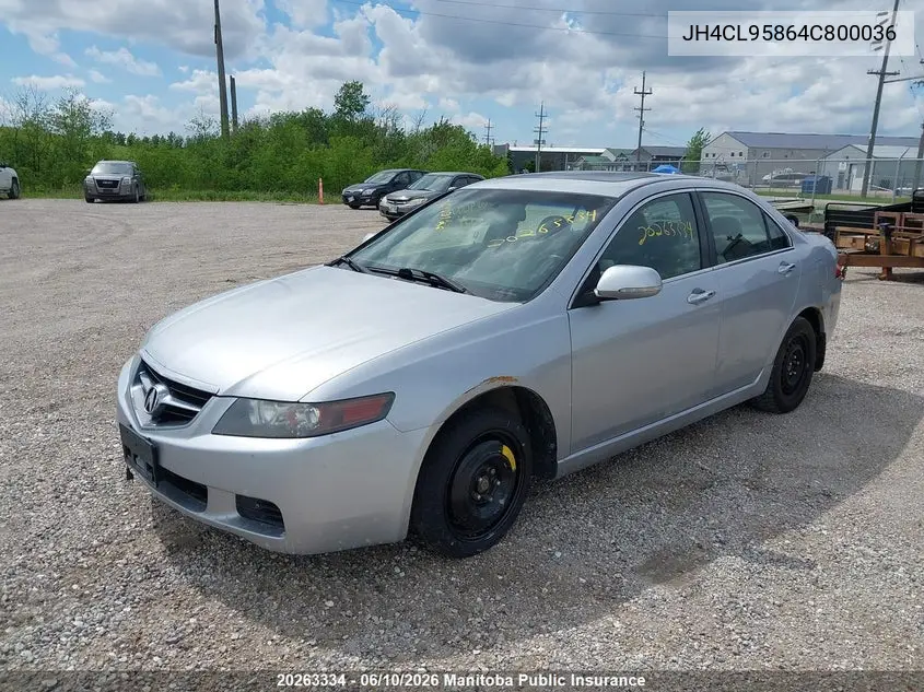 2004 Acura Tsx VIN: JH4CL95864C800036 Lot: 20263334