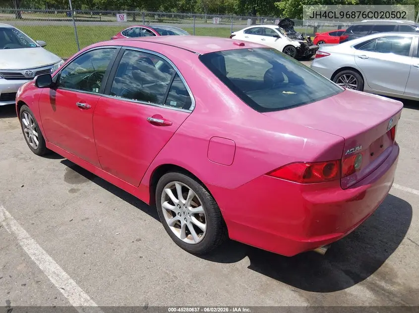 2006 Acura Tsx VIN: JH4CL96876C020502 Lot: 45280637