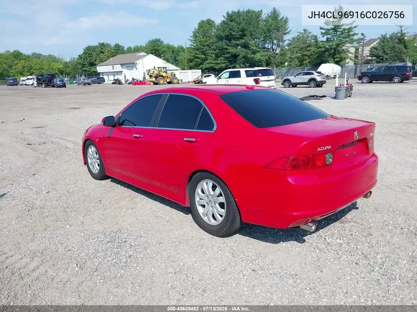 2006 Acura Tsx VIN: JH4CL96916C026756 Lot: 45605462