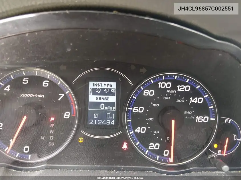 2007 Acura Tsx VIN: JH4CL96857C002551 Lot: 45391610