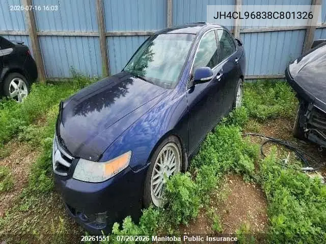 2008 Acura Tsx VIN: JH4CL96838C801326 Lot: 20261551
