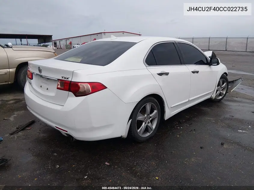 2012 Acura Tsx 2.4 VIN: JH4CU2F40CC022735 Lot: 45464473
