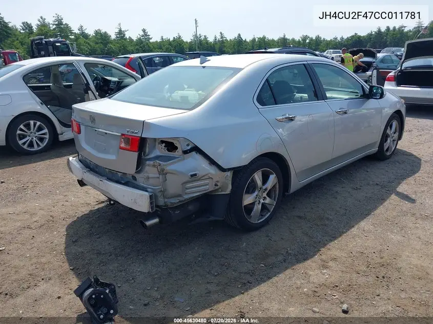 2012 Acura Tsx 2.4 VIN: JH4CU2F47CC011781 Lot: 45630480