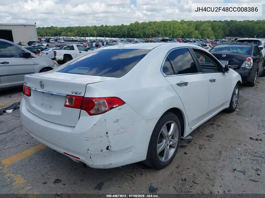 2012 Acura Tsx 2.4 VIN: JH4CU2F48CC008386 Lot: 45673915