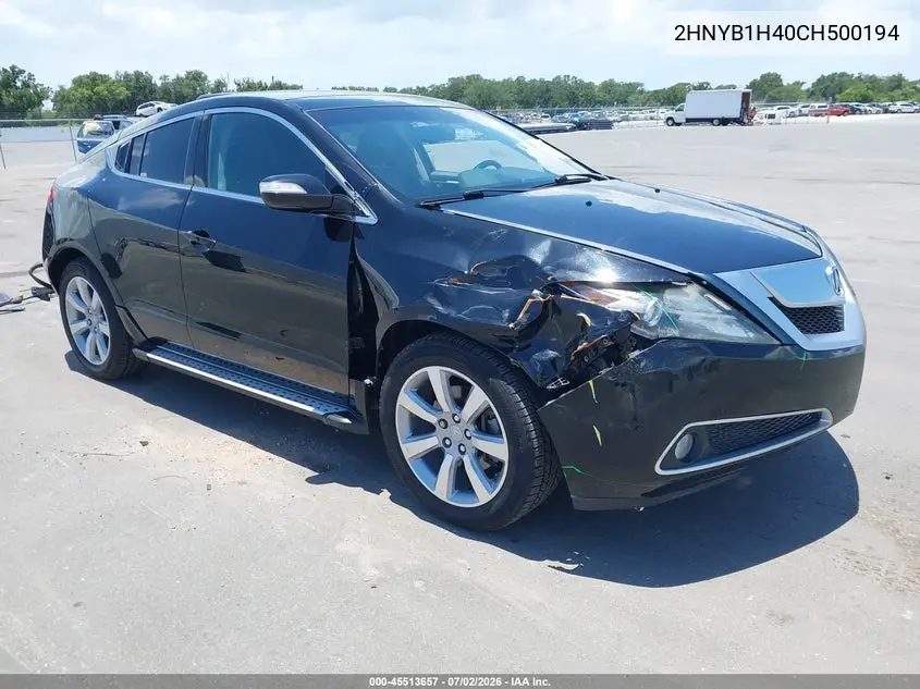 2012 Acura Zdx VIN: 2HNYB1H40CH500194 Lot: 45513657