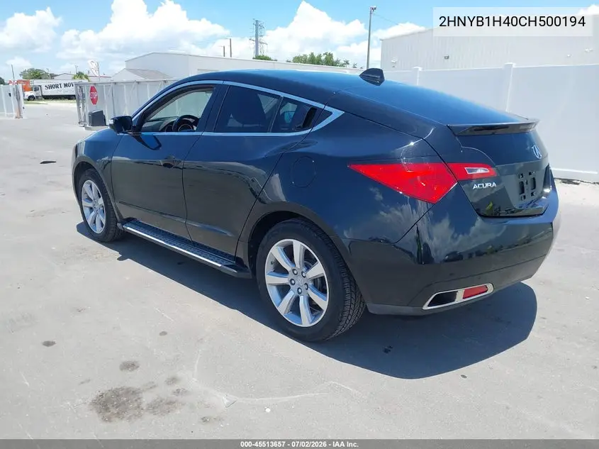 2012 Acura Zdx VIN: 2HNYB1H40CH500194 Lot: 45513657