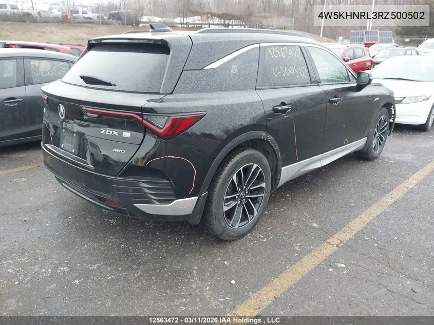 2024 Acura Zdx VIN: 4W5KHNRL3RZ500502 Lot: 12563472