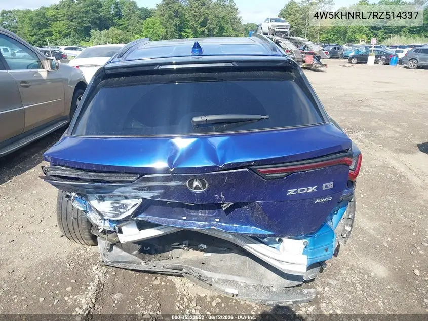 2024 Acura Zdx A-Spec VIN: 4W5KHNRL7RZ514337 Lot: 45323952