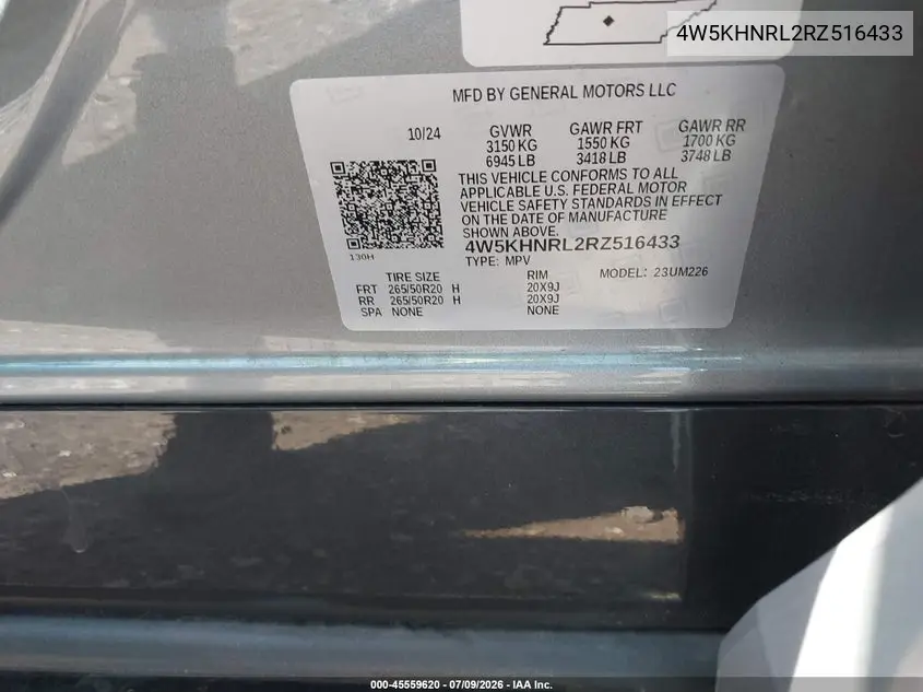 2024 Acura Zdx A-Spec VIN: 4W5KHNRL2RZ516433 Lot: 45559620