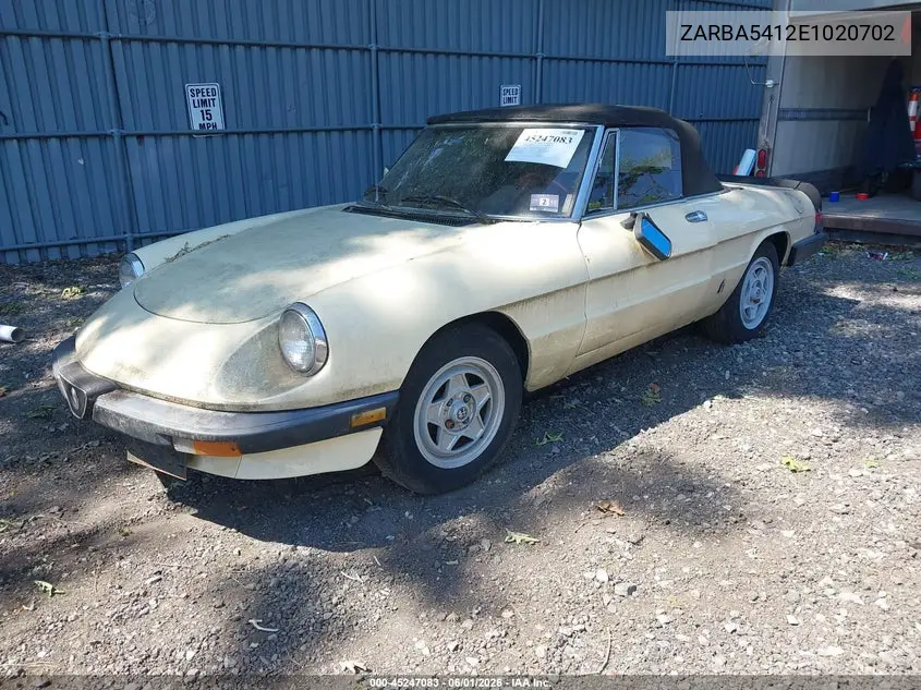 1984 Alfa Romeo Veloce 2000 Spider VIN: ZARBA5412E1020702 Lot: 45247083
