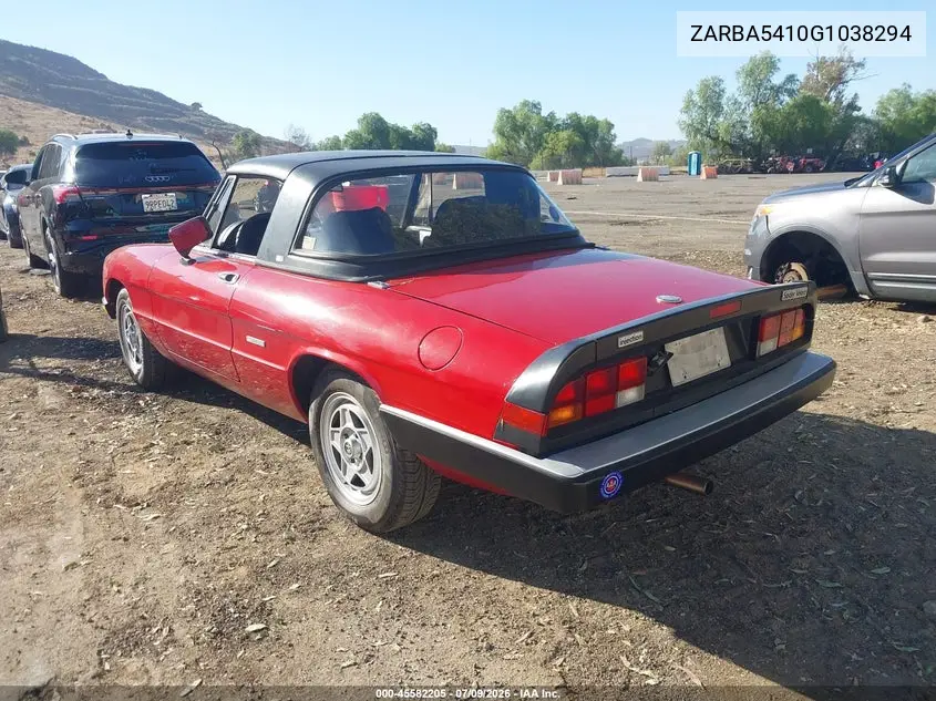 1986 Alfa Romeo Veloce 2000 Spider VIN: ZARBA5410G1038294 Lot: 45582205