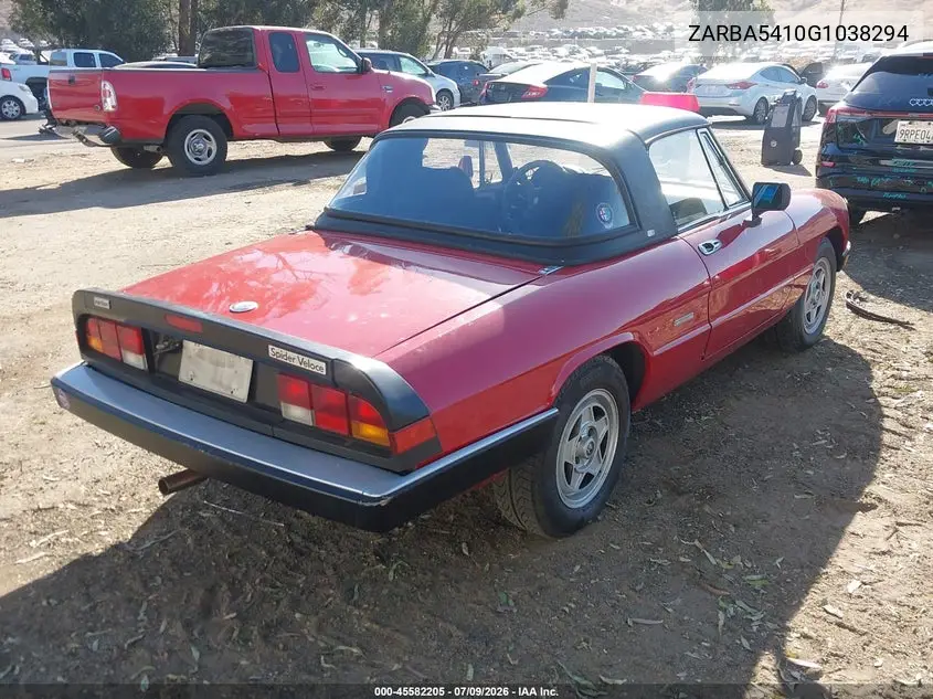 1986 Alfa Romeo Veloce 2000 Spider VIN: ZARBA5410G1038294 Lot: 45582205