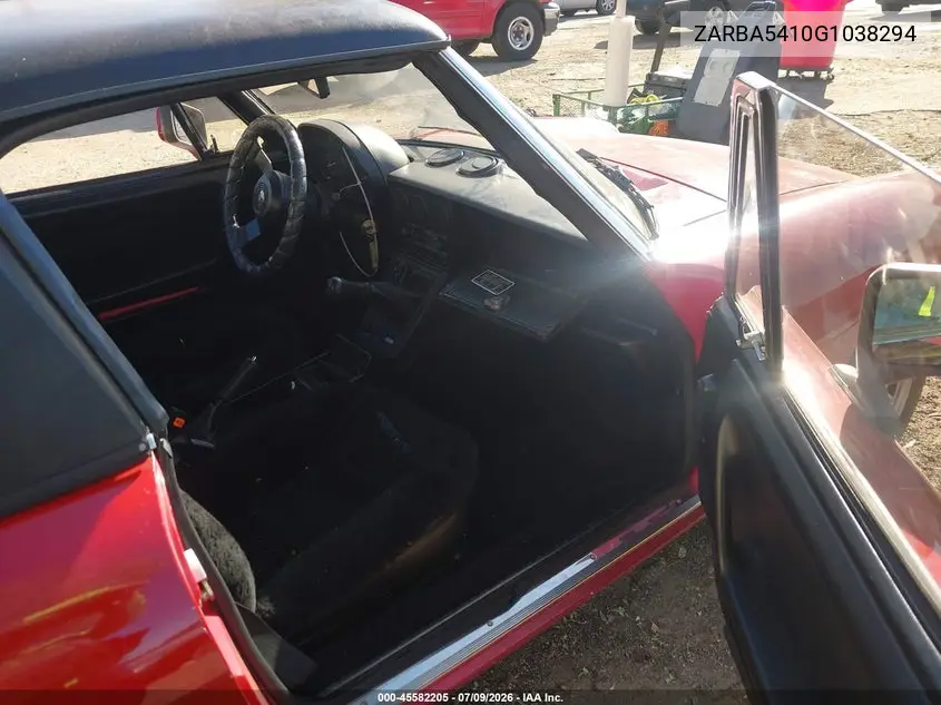 1986 Alfa Romeo Veloce 2000 Spider VIN: ZARBA5410G1038294 Lot: 45582205