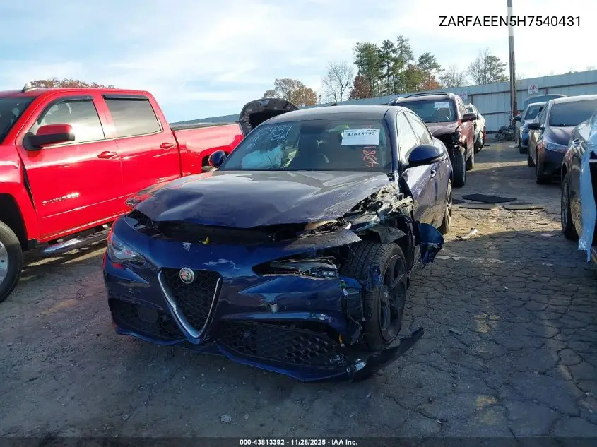 ZARFAEEN5H7540431 2017 Alfa Romeo Giulia Ti Awd