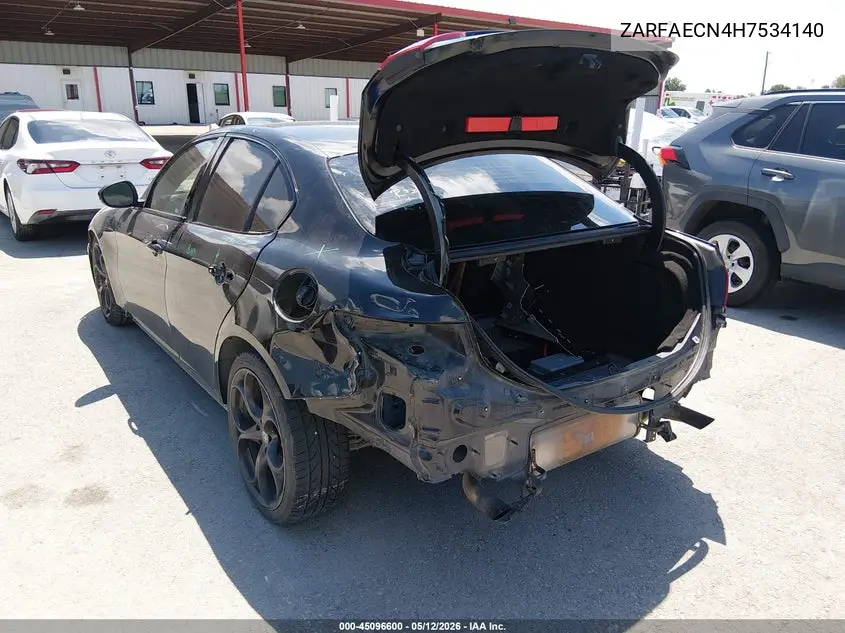 2017 Alfa Romeo Giulia Ti Rwd VIN: ZARFAECN4H7534140 Lot: 45096600